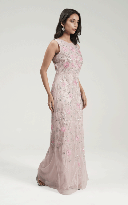 Lush rose embroidered gown