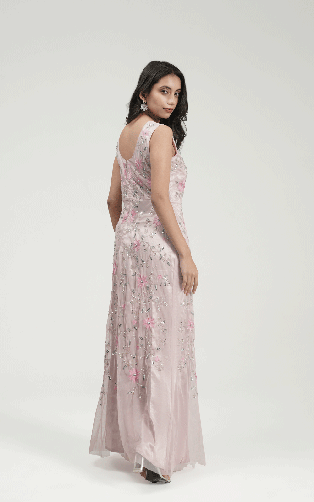 Lush rose embroidered gown