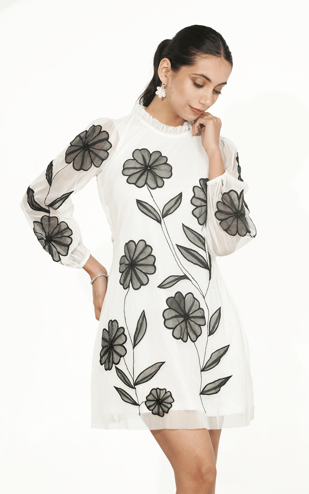 Monochroma floral dress