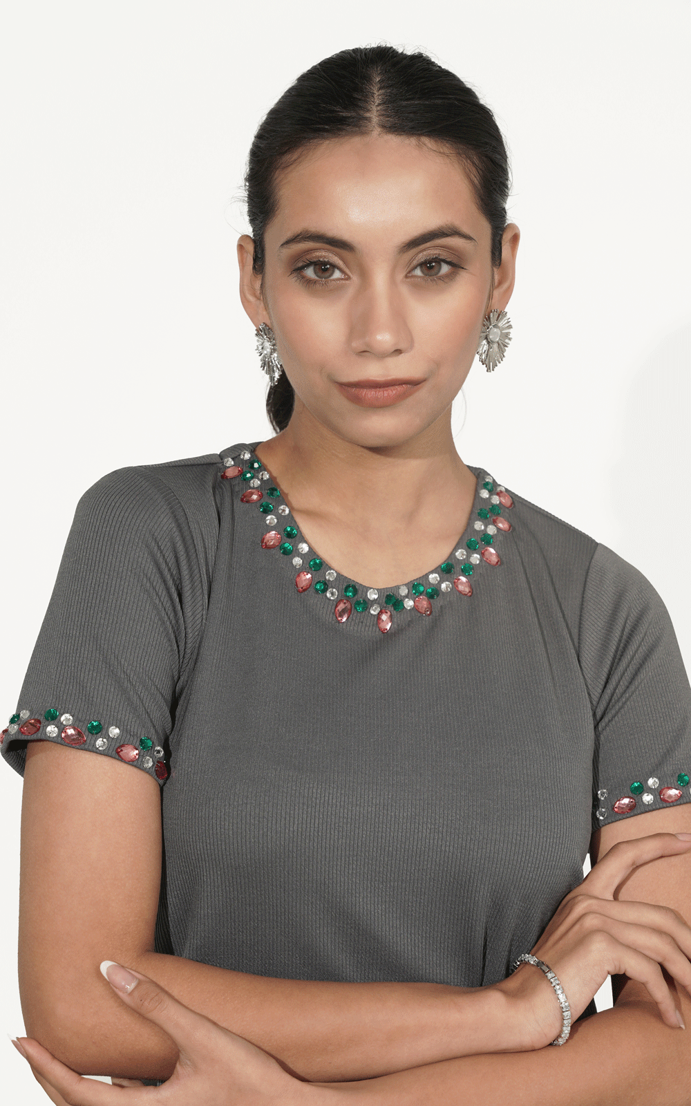 Opal Embellished Rib Dress