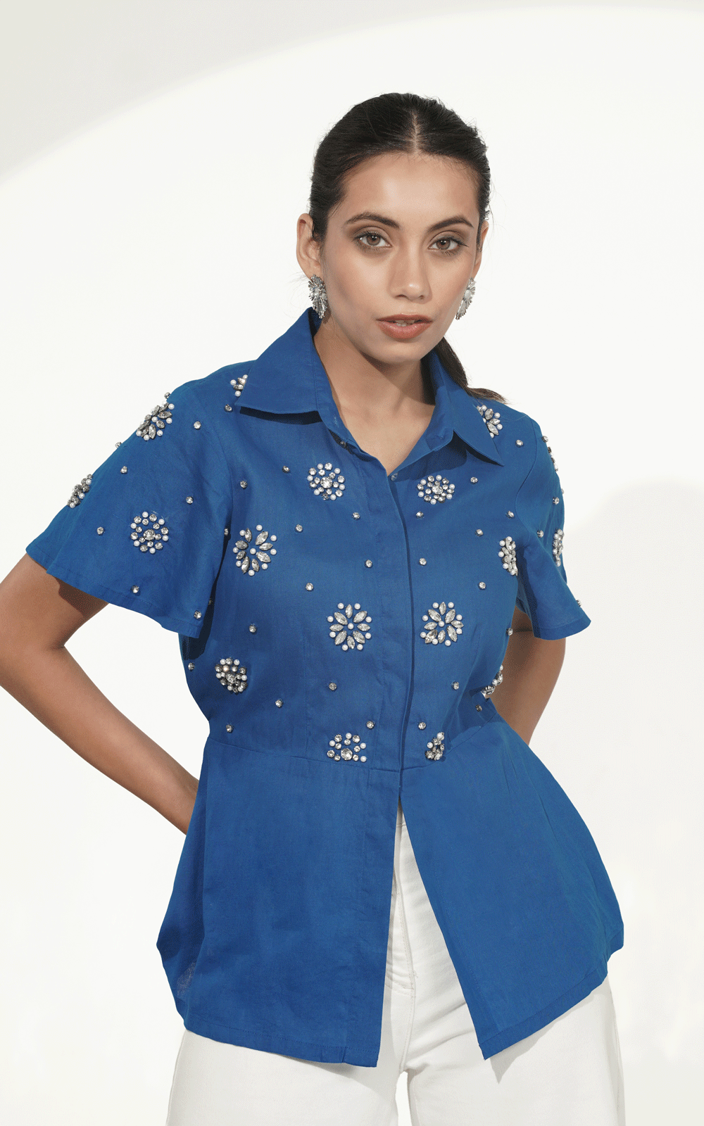 Celestial peplum shirt