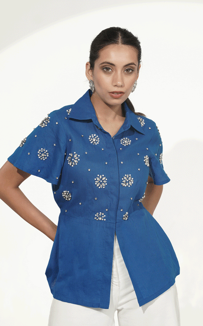 Celestial peplum shirt