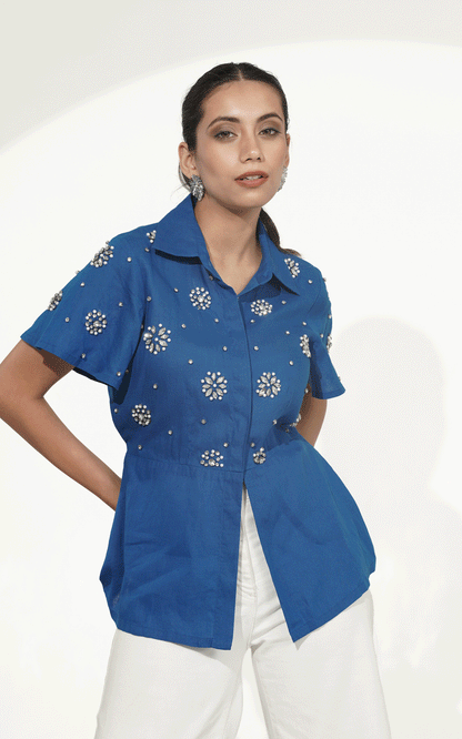 Celestial peplum shirt