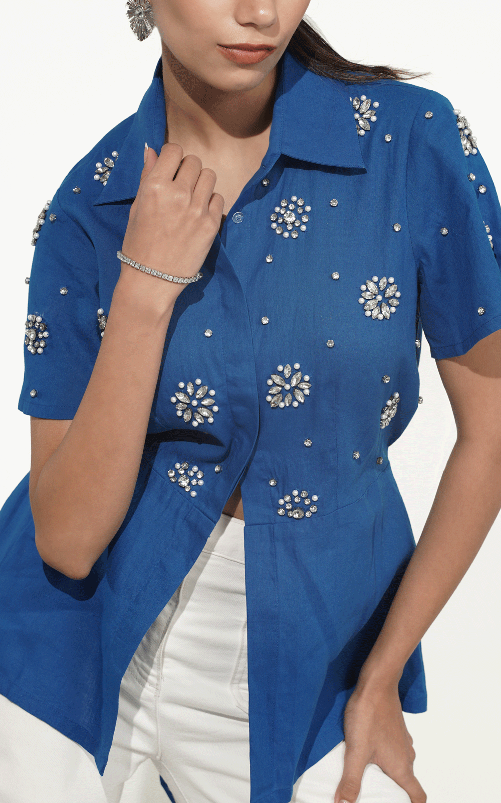 Celestial peplum shirt