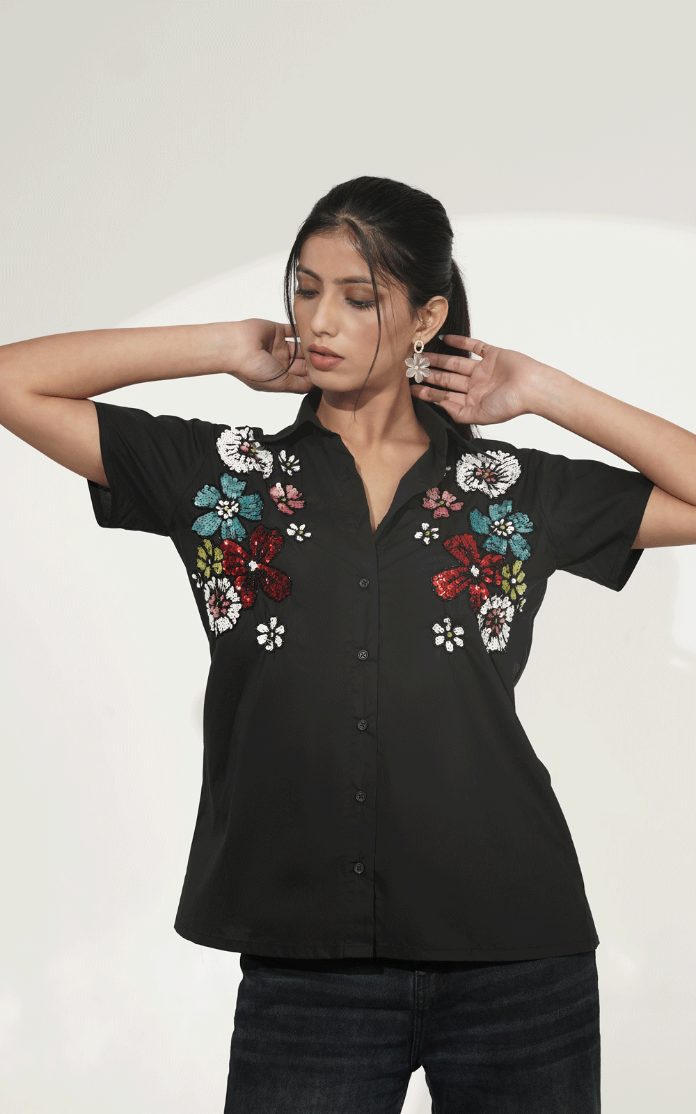 Women's Cotton embroidered shirt