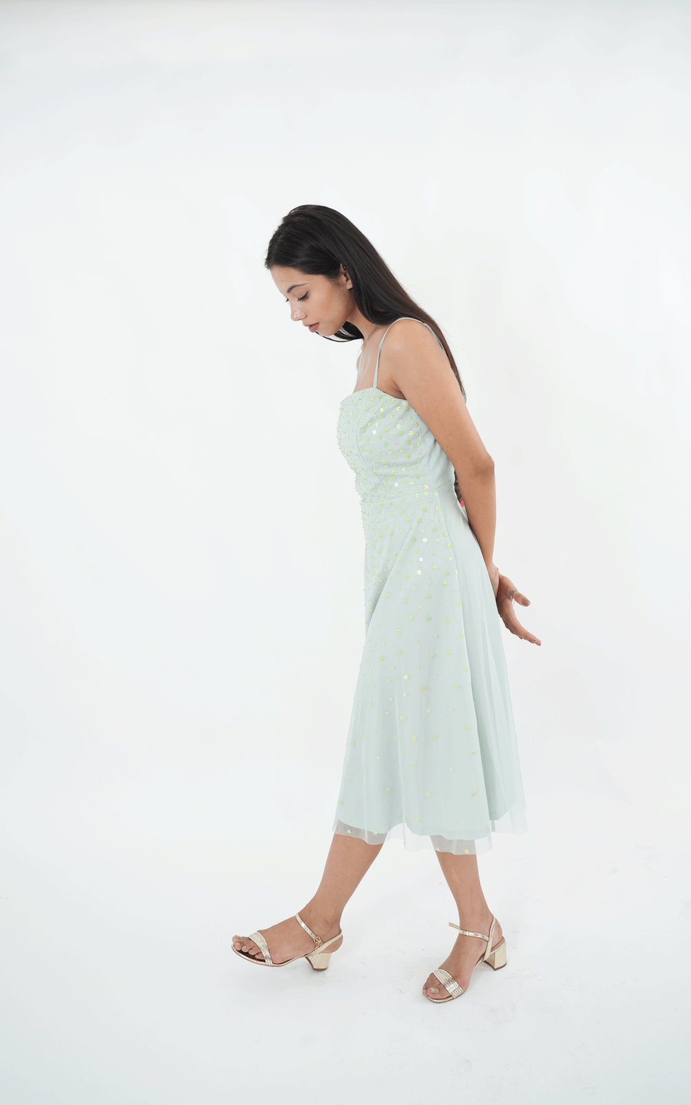 Mint embroidered dress