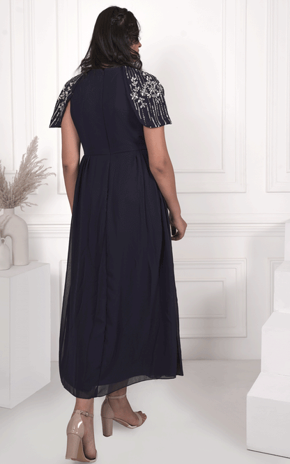 Navy Embellished cocktail gown