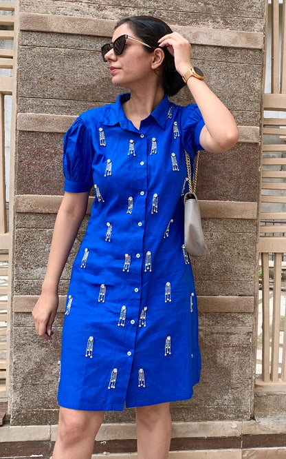 Cotton stones embellished shirt dress