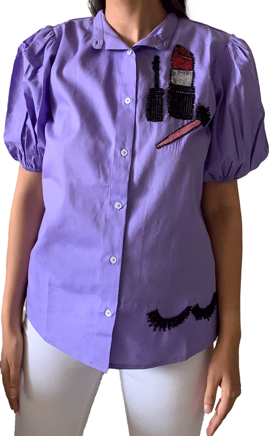 Makeup Cotton embroidered shirt