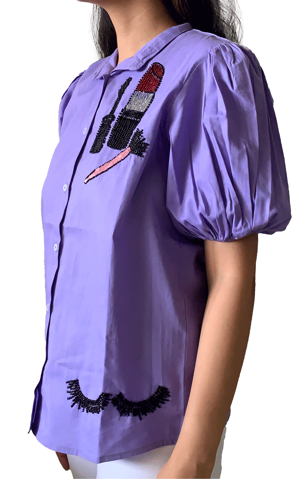 Makeup Cotton embroidered shirt