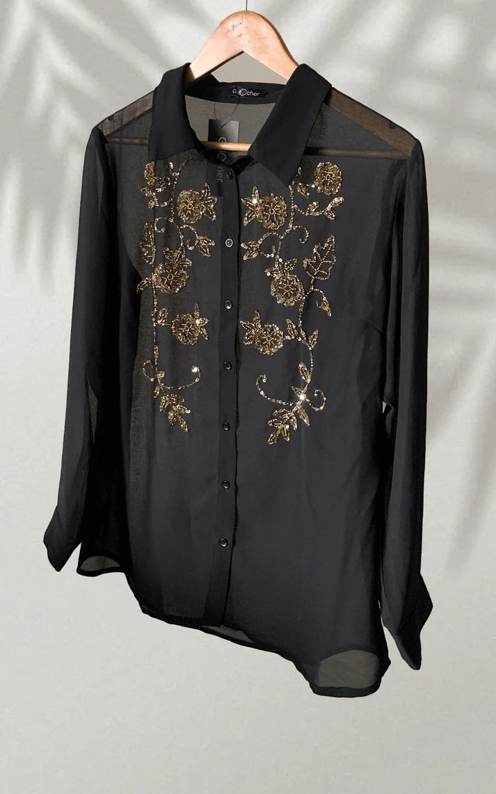 Black Women's Embroidered Shirt