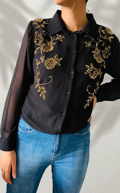 Black Women's Embroidered Shirt