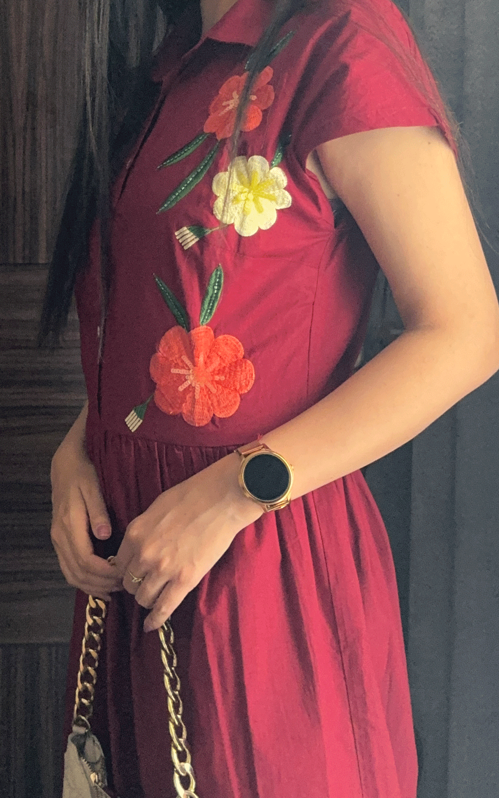 Cotton floral embroidered shirt dress