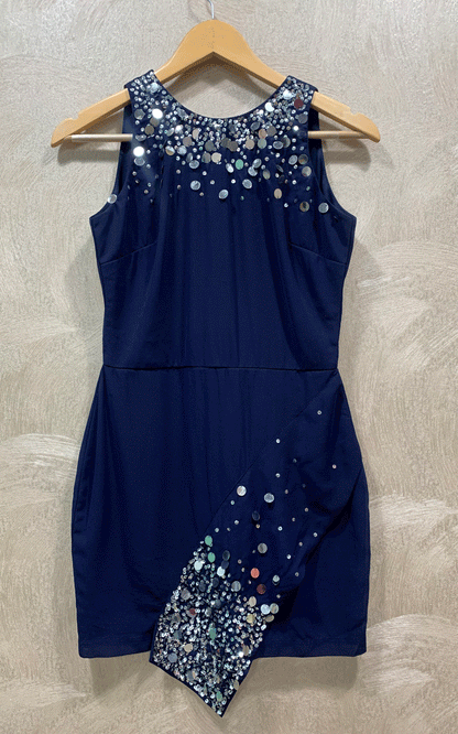 Navy blue embellished party dress