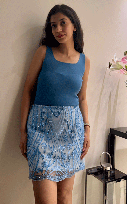Sapphire Gleam-- embellished skirt