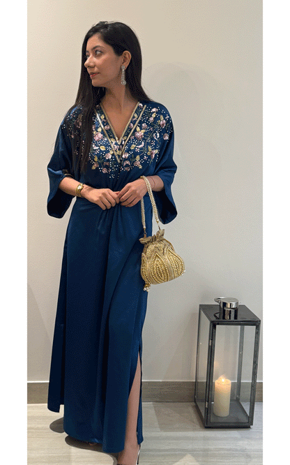 Hand embroidered kaftan dress