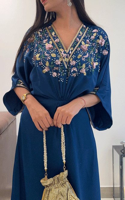 Hand embroidered kaftan dress