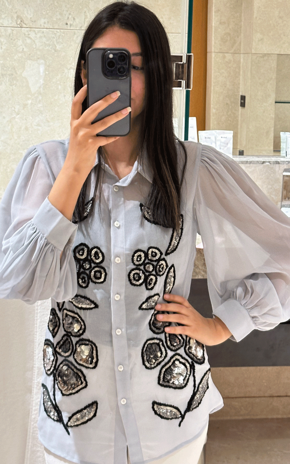 Embroidered party wear shirt