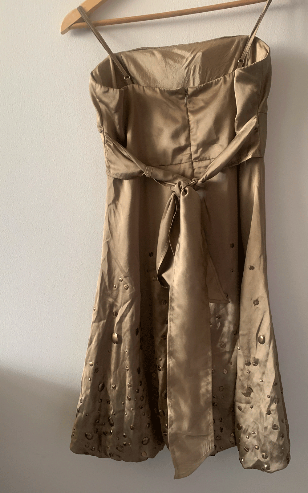 Golden satin party dress