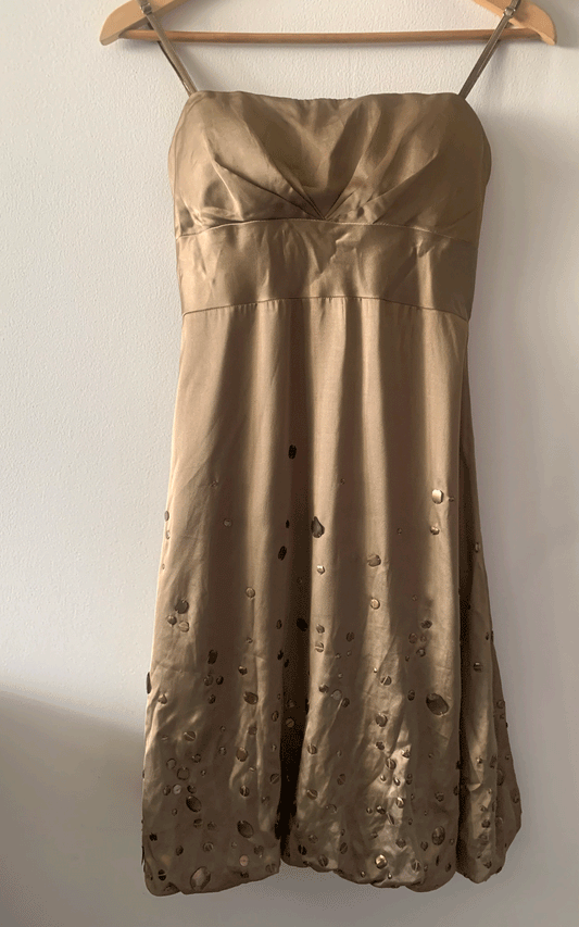 Golden satin party dress