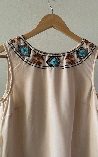 Thread sequins embroidered top