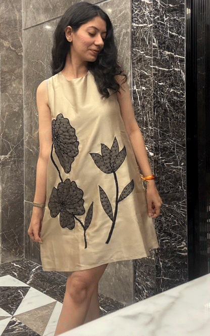 Golden Noir Shift Dress