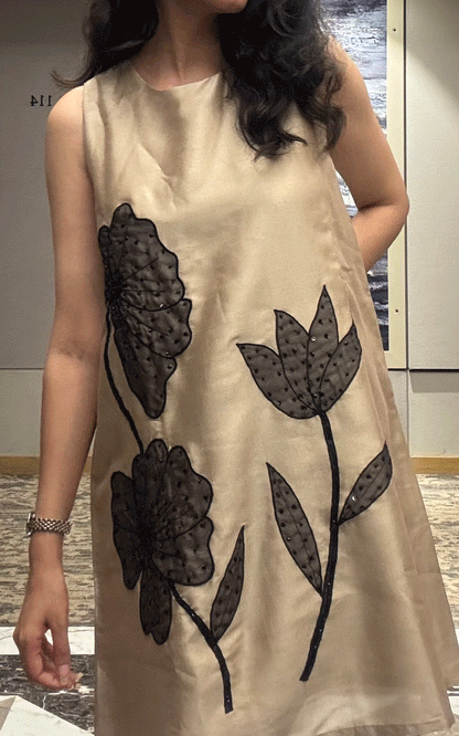 Golden Noir Shift Dress