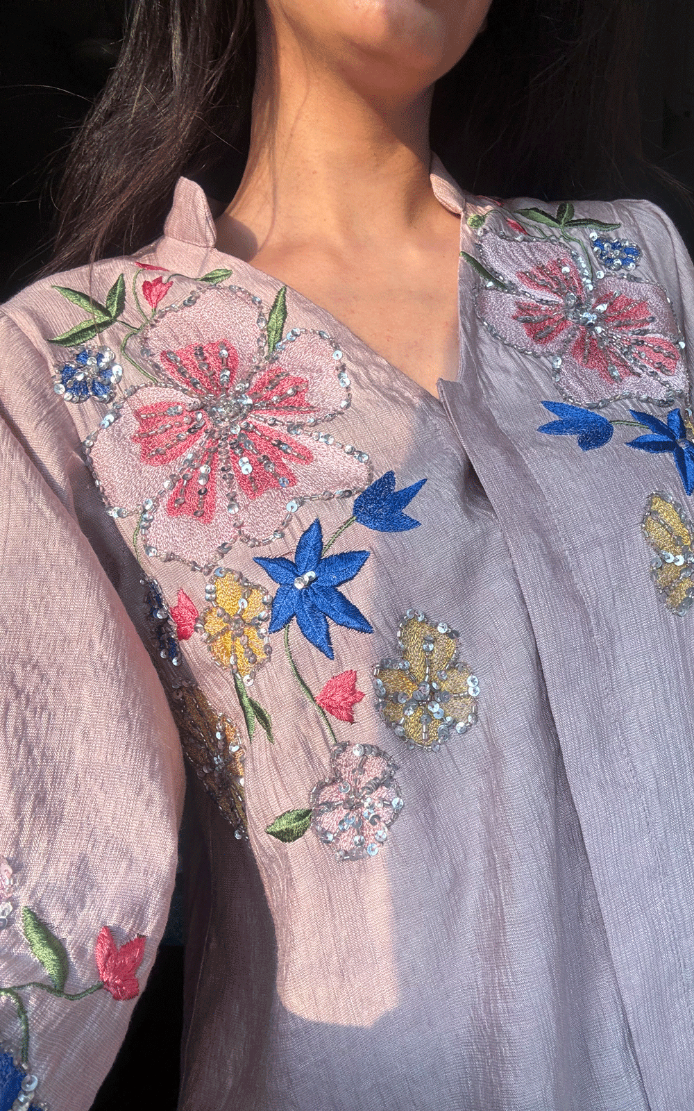 Lilac embroidered blouse
