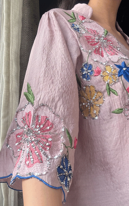 Lilac embroidered blouse