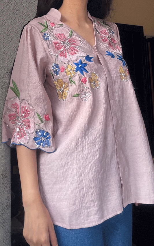 Lilac embroidered blouse