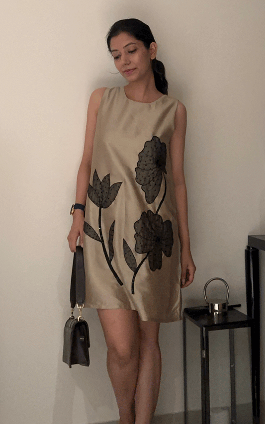 Golden Noir Shift Dress