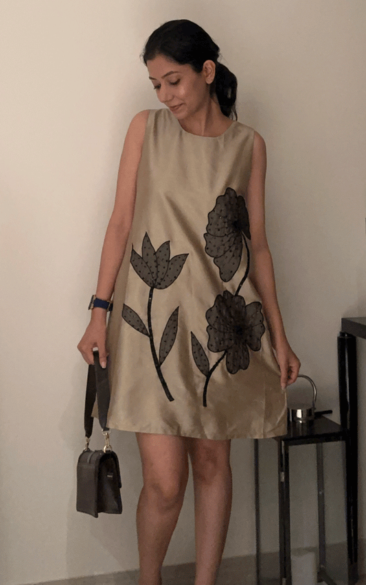 Golden Noir Shift Dress