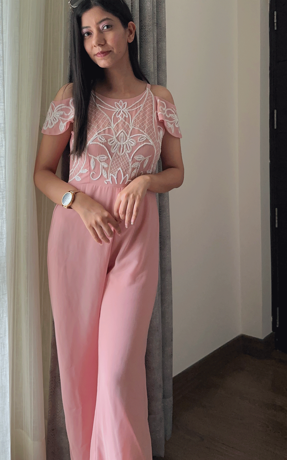 Peach embroidered Jumpsuit