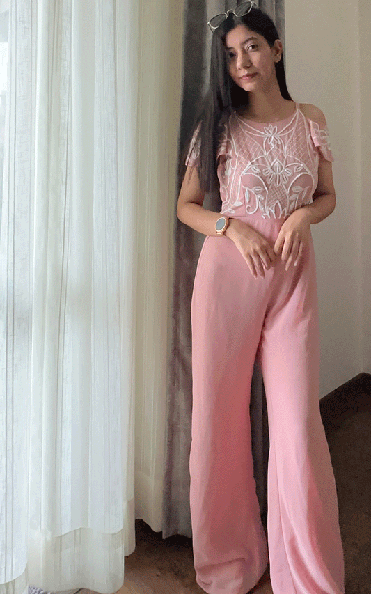 Peach embroidered Jumpsuit