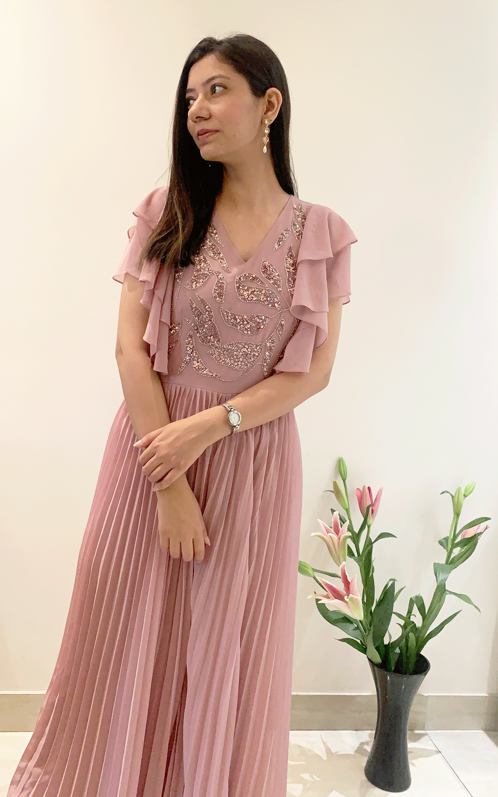 Pleated embroidered Jumpsuit