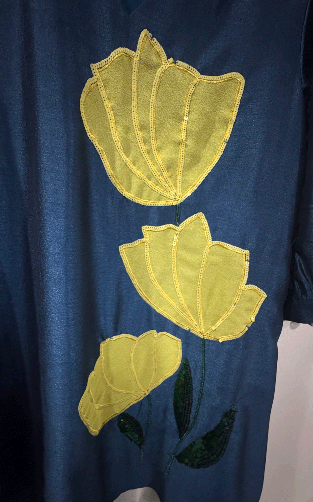 Blue -Zara Silk embroidered dress