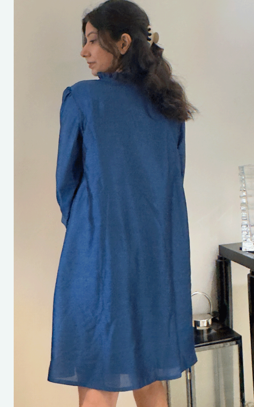 Blue -Zara Silk embroidered dress