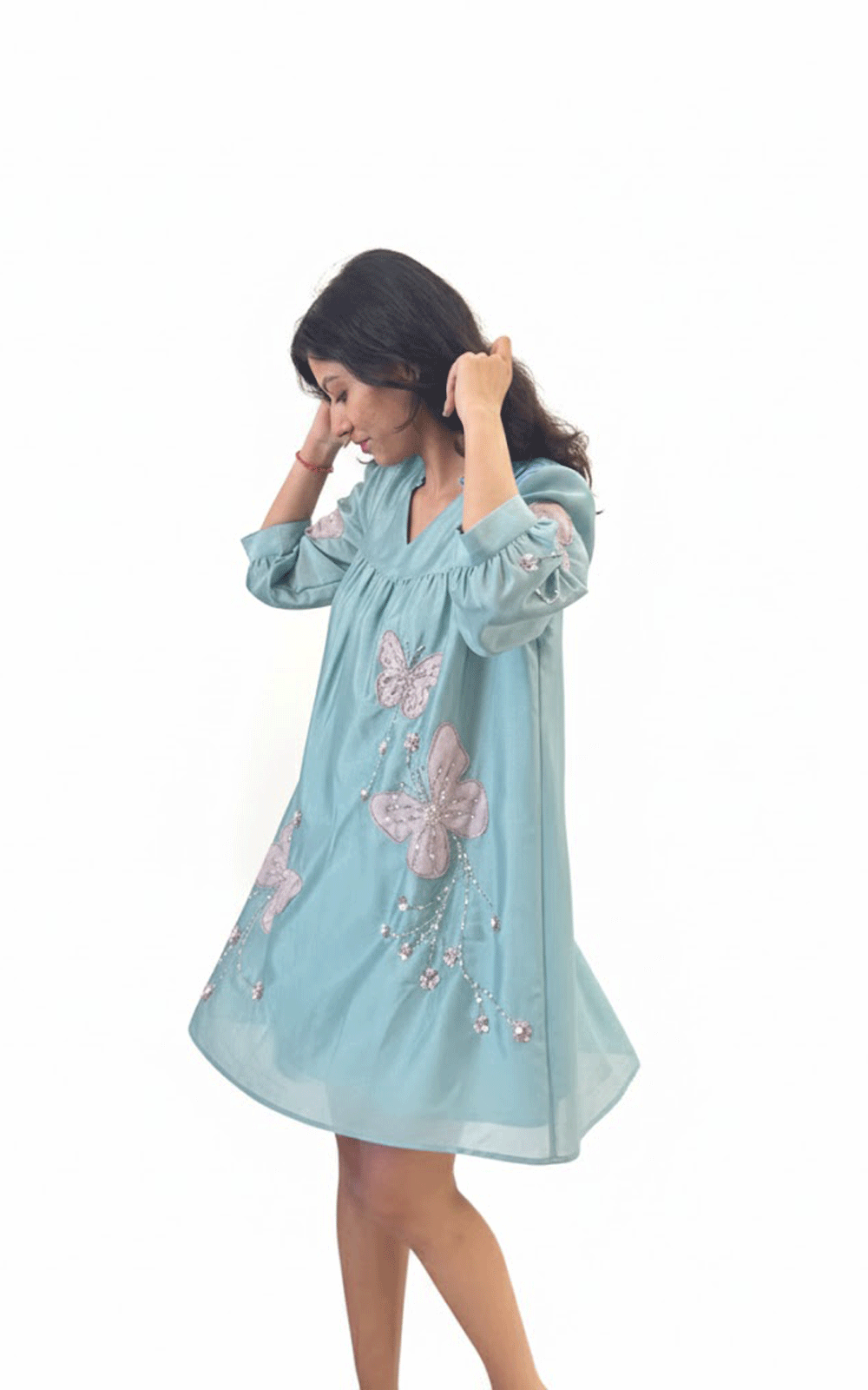 Breezy butterfly-Zara Silk embroidered dress