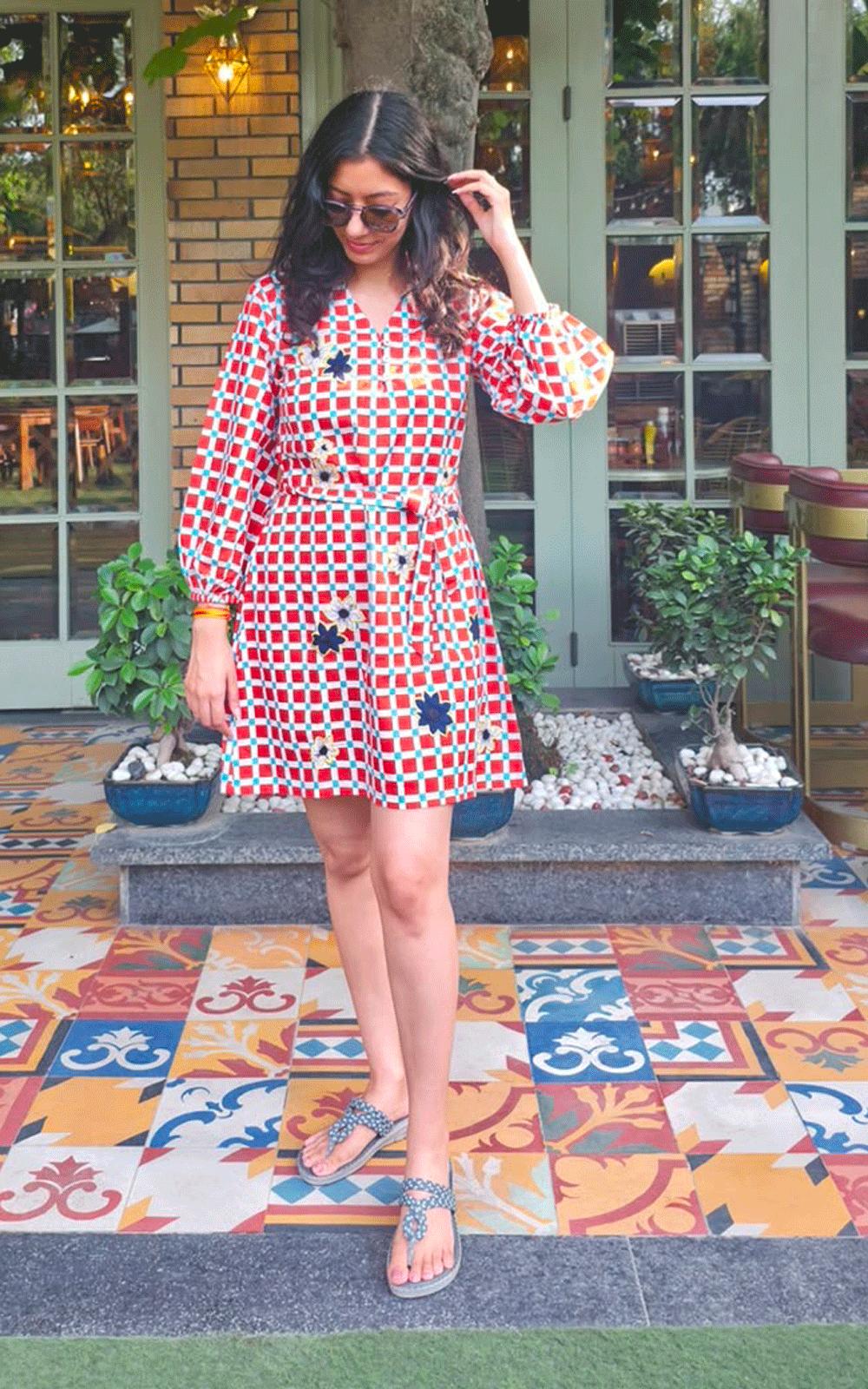 Berry Blossom check dress