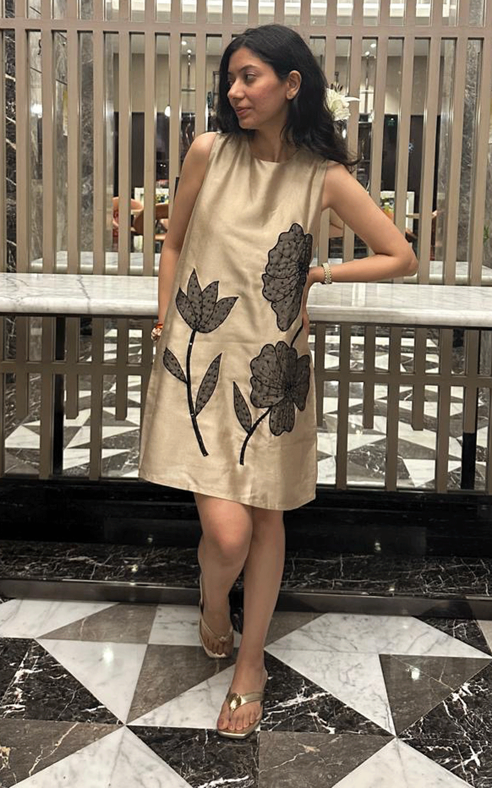 Golden Noir Shift Dress