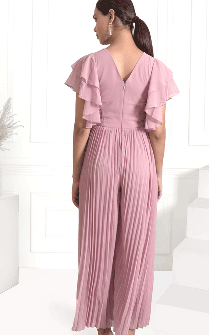 Pleated  hand embroidered Jumpsuit